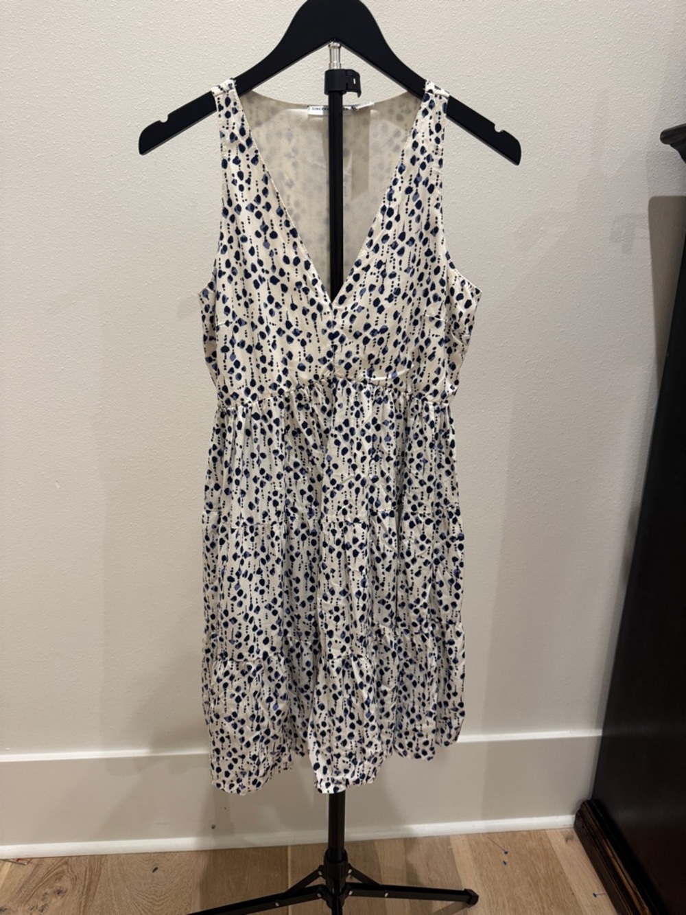 Sincerely Jules White Mini Dress with Navy Spot Print